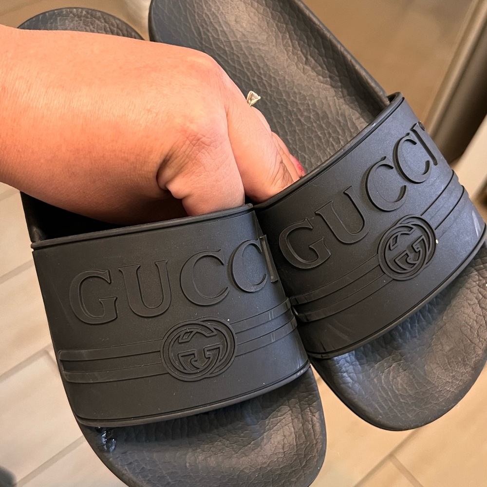 Gucci Black Monochrome Slide Sandals